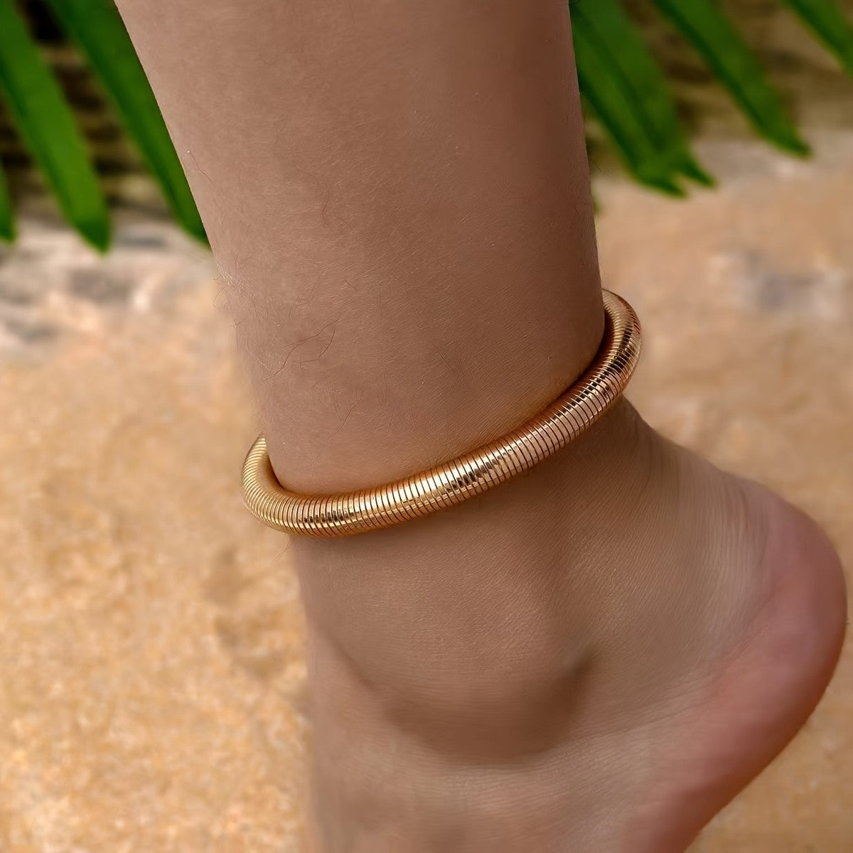 Ribbed Snake Chain Anklet
