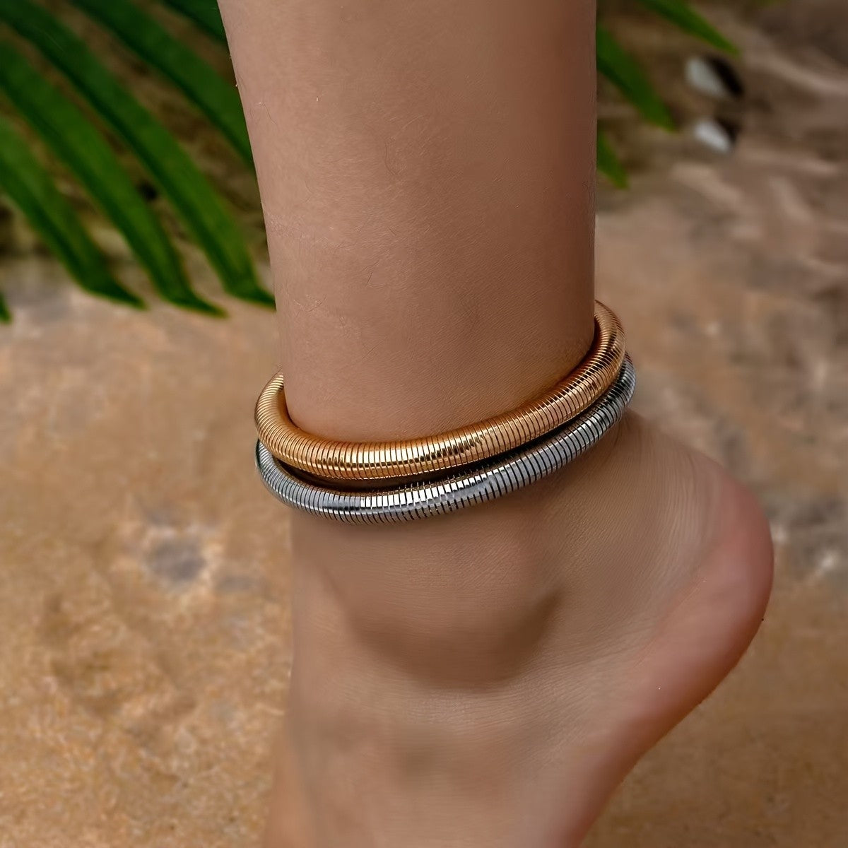 Ribbed Snake Chain Anklet