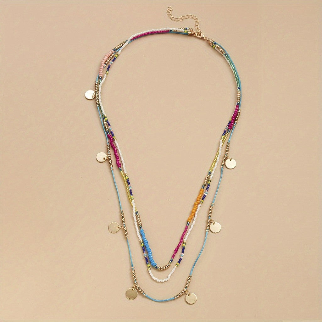Multi-Strand Disc Charm Necklace