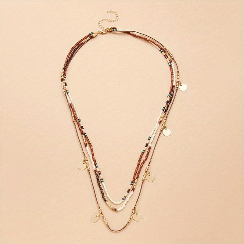 Multi-Strand Disc Charm Necklace