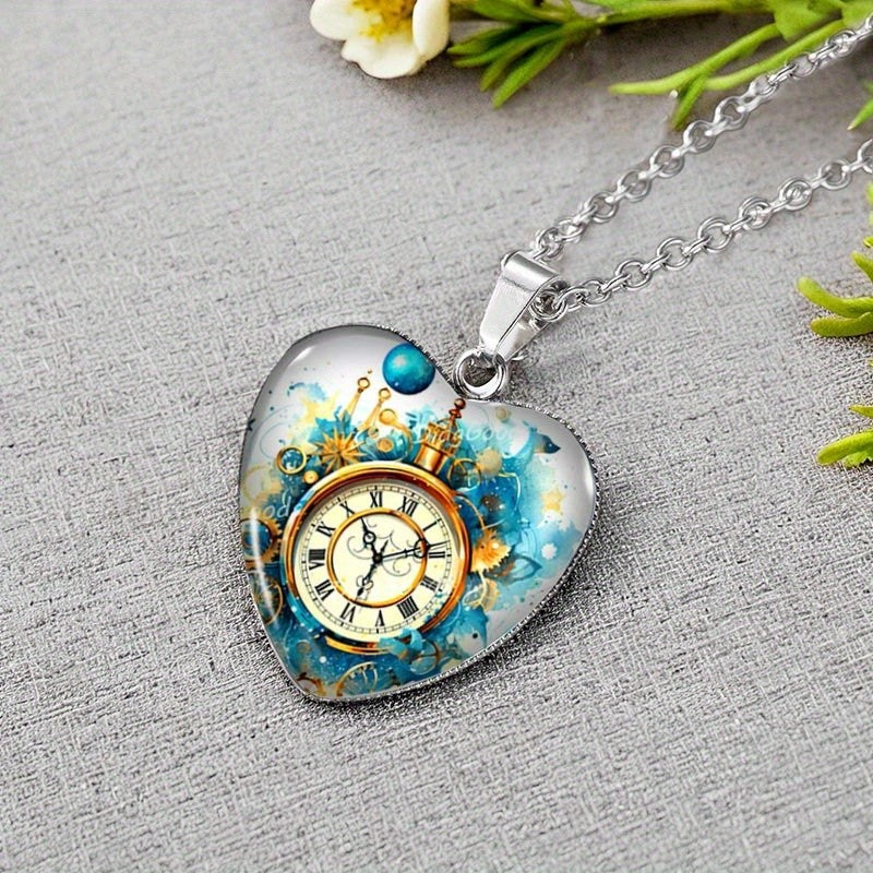 Steampunk Clock Heart Pendant