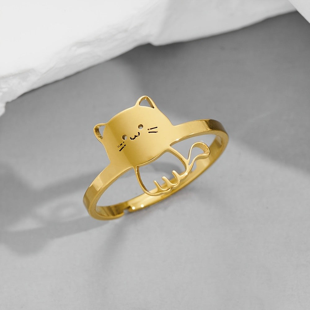 Playful Cat Open Ring