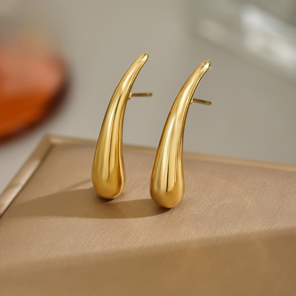 Sleek Gold-Tone Teardrop Earrings