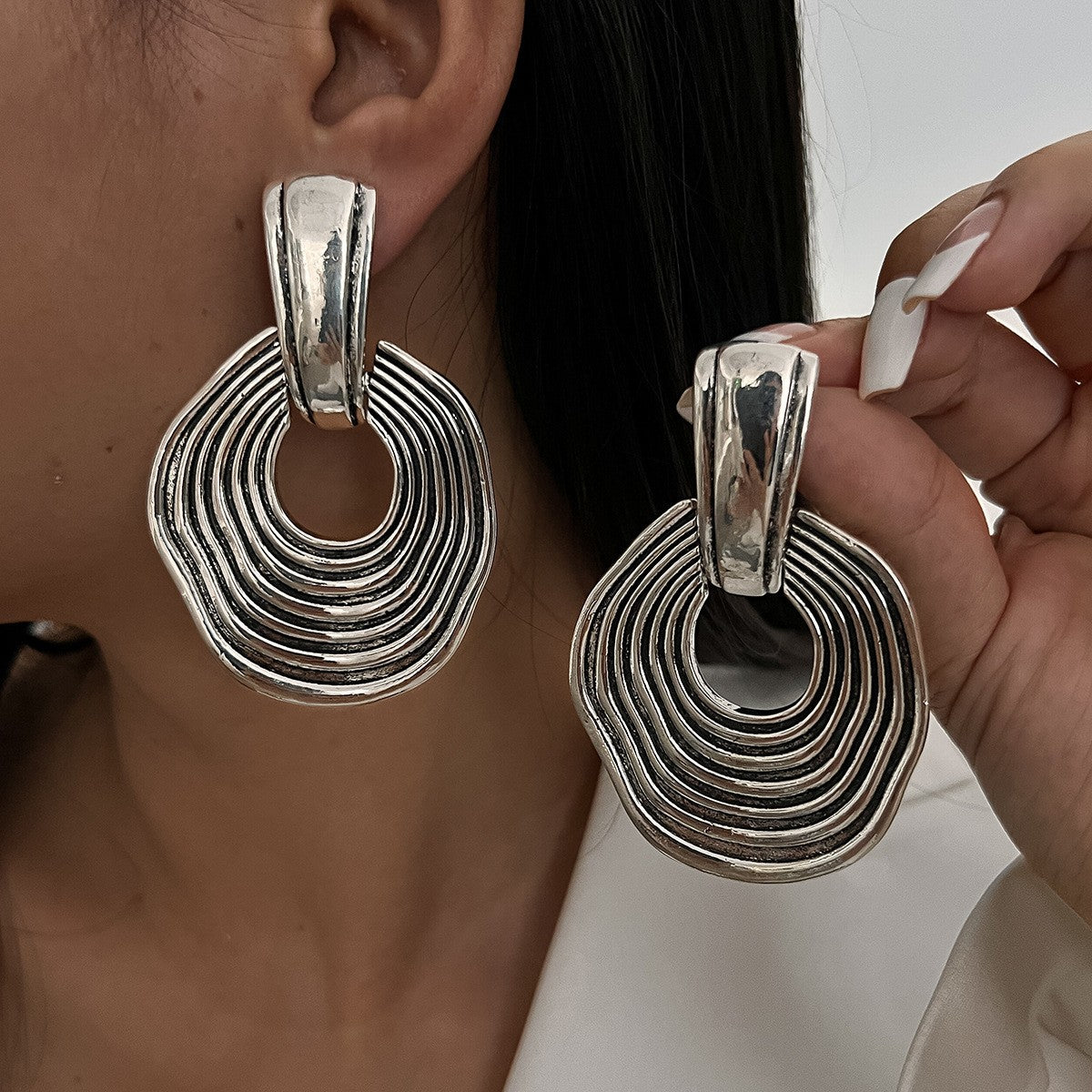 Layered Ripple Hoop Earrings