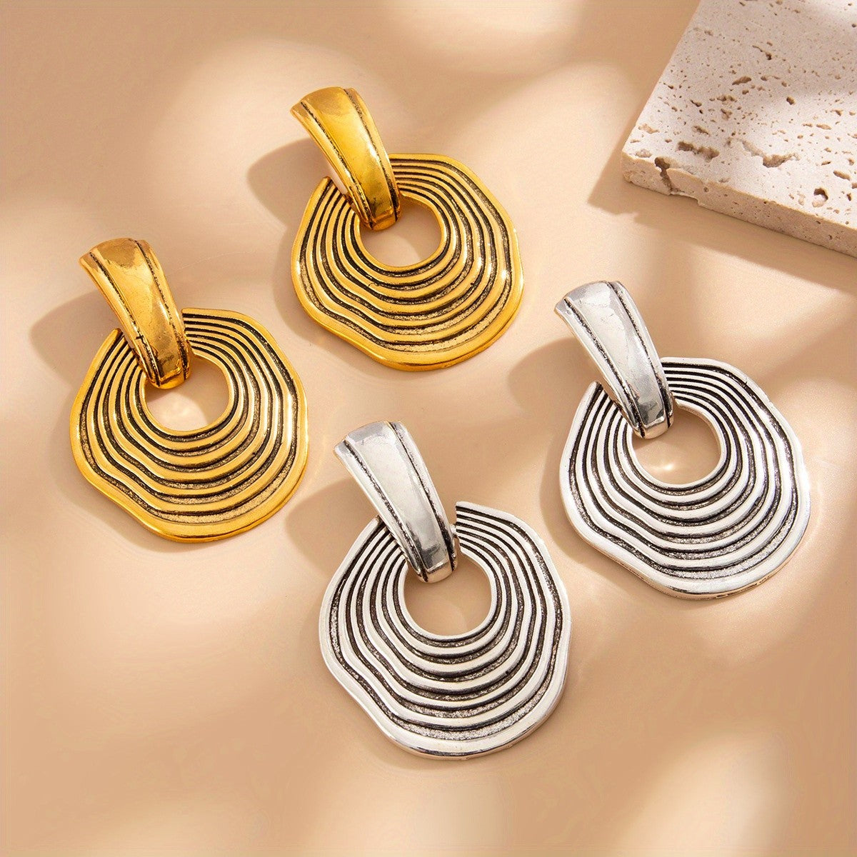Layered Ripple Hoop Earrings