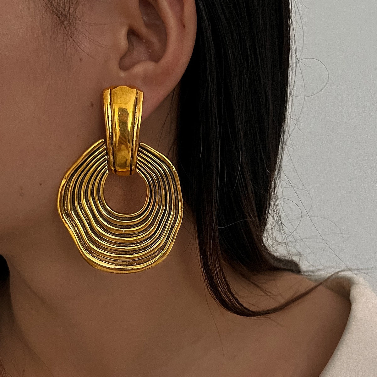 Layered Ripple Hoop Earrings