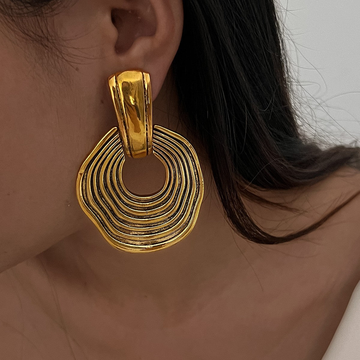 Layered Ripple Hoop Earrings