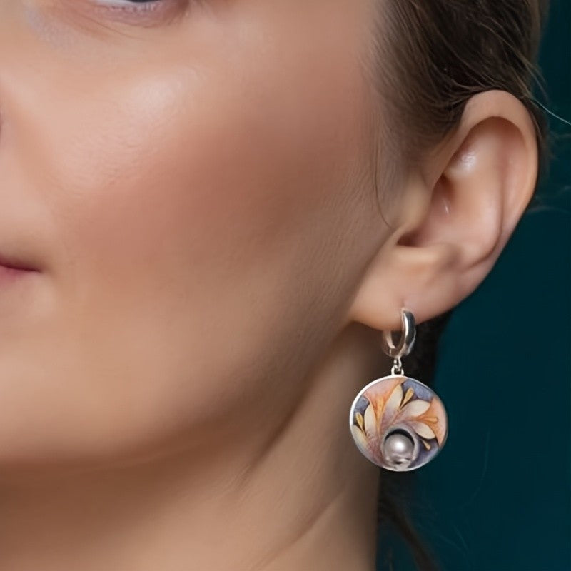 Multicolor Leaf Pearl Drop Earrings