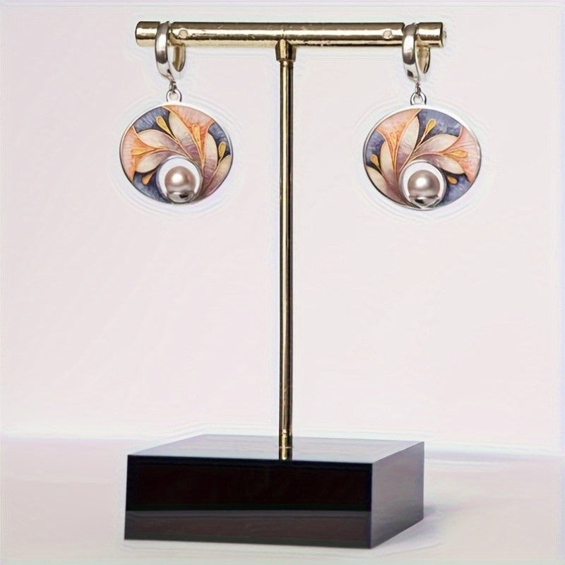 Multicolor Leaf Pearl Drop Earrings