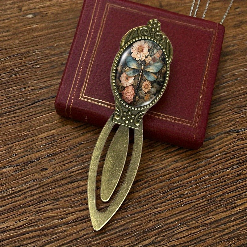 Dragonfly Floral Oval Bookmark Set