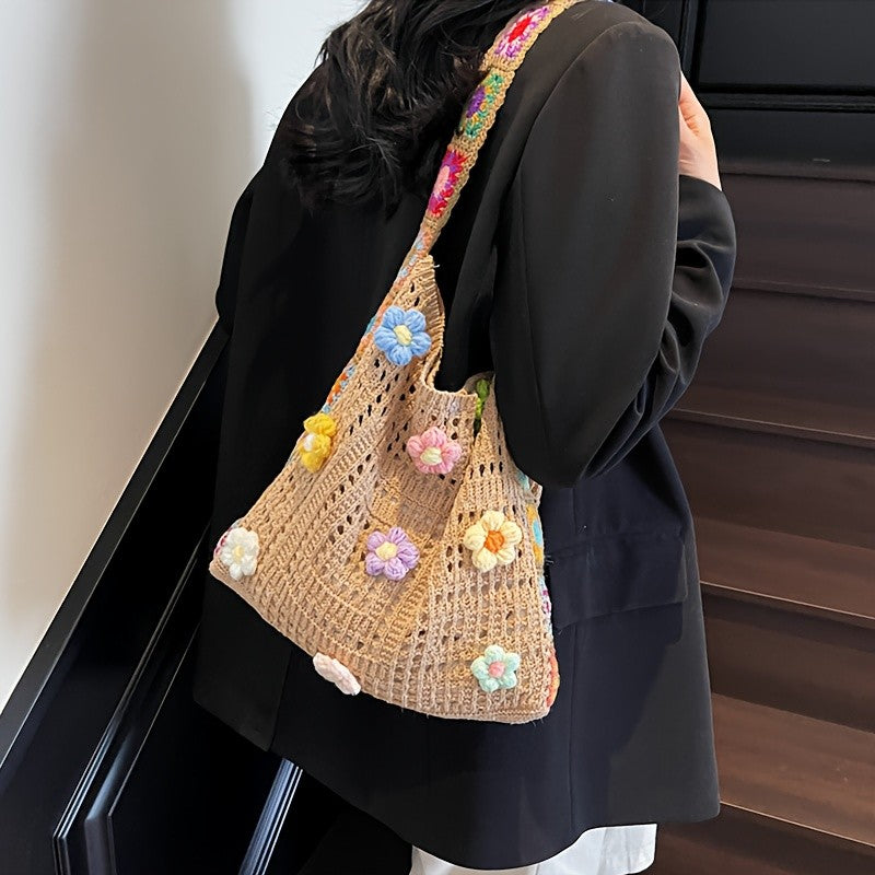 Floral Crochet Shoulder Bag