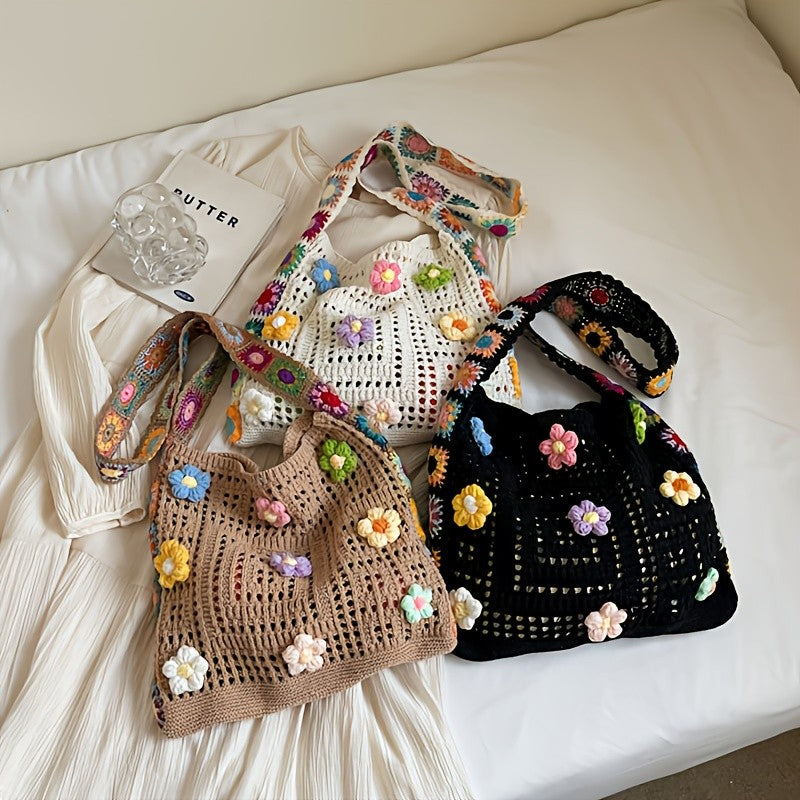 Floral Crochet Shoulder Bag