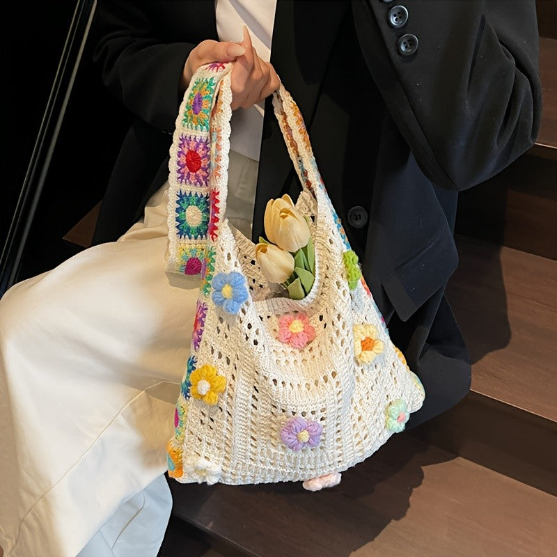 Floral Crochet Shoulder Bag