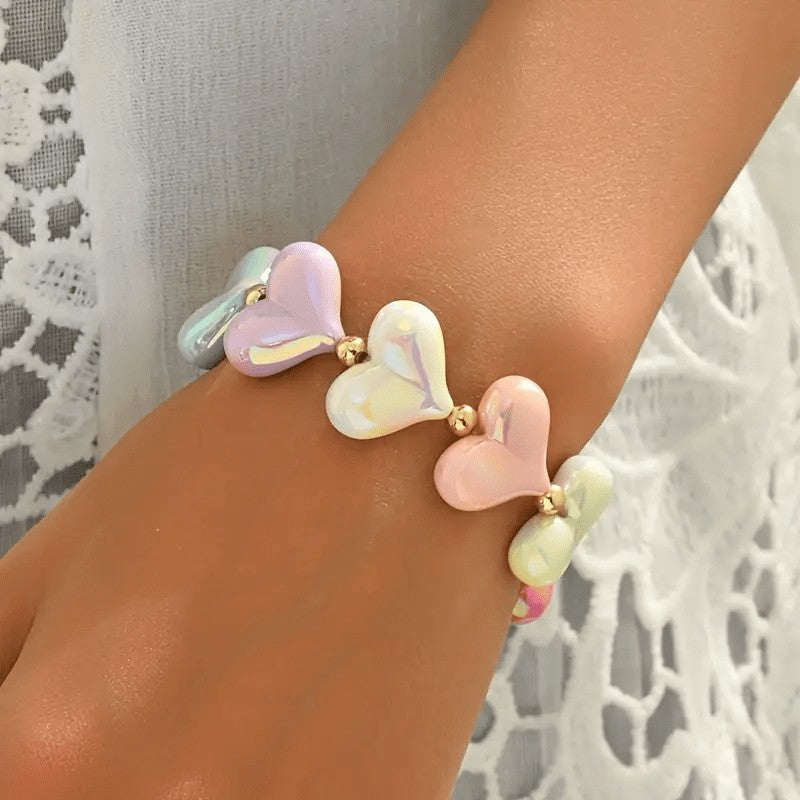 Pastel Heart Stretch Bracelet