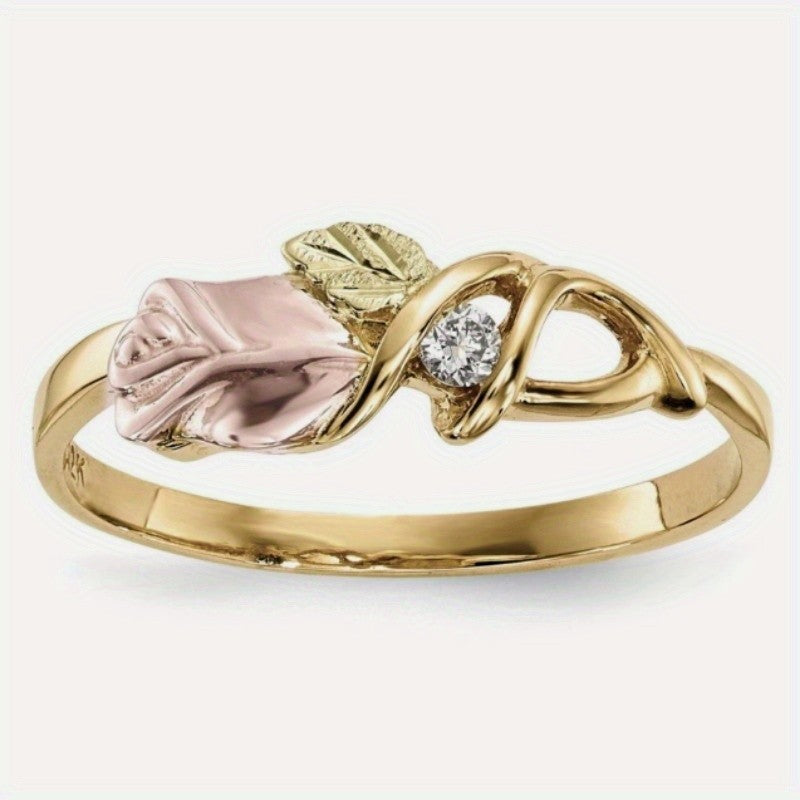 Rose & Crystal Love Knot Ring