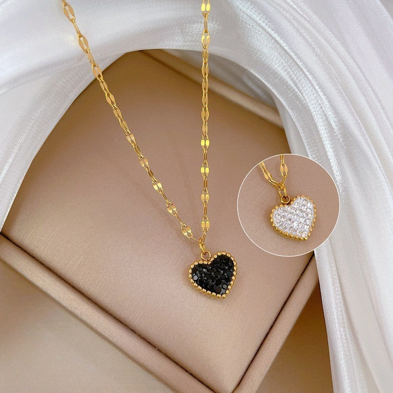 Double-Sided Paved Heart Necklace