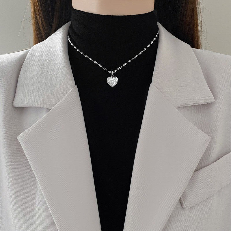 Double-Sided Paved Heart Necklace
