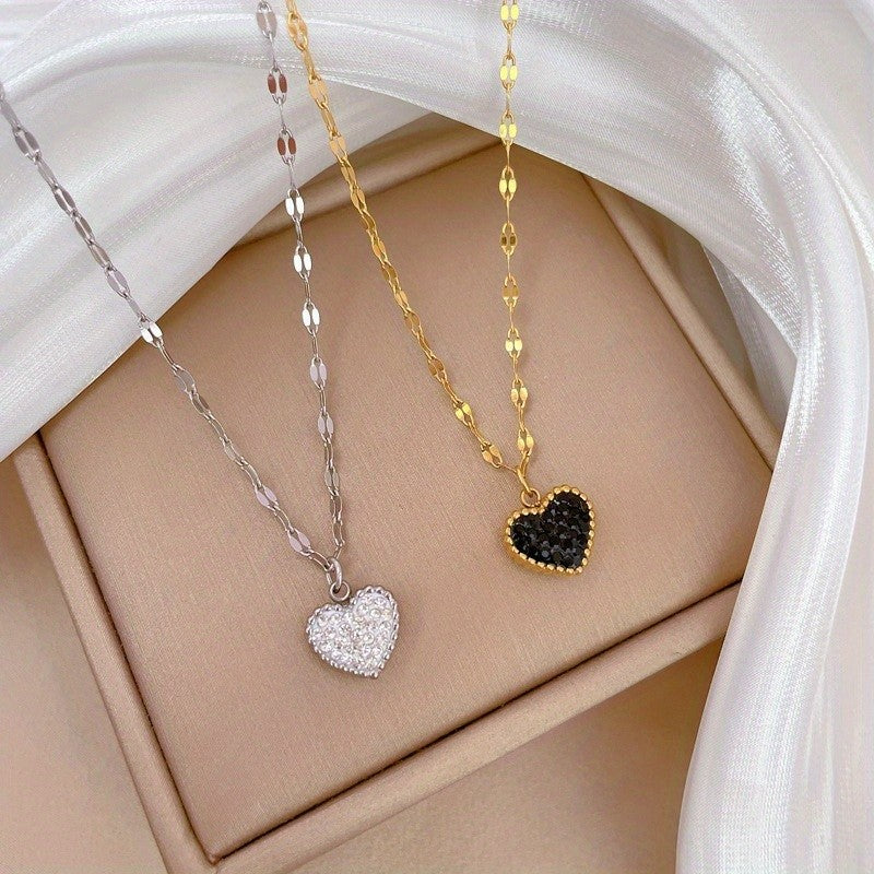 Double-Sided Paved Heart Necklace