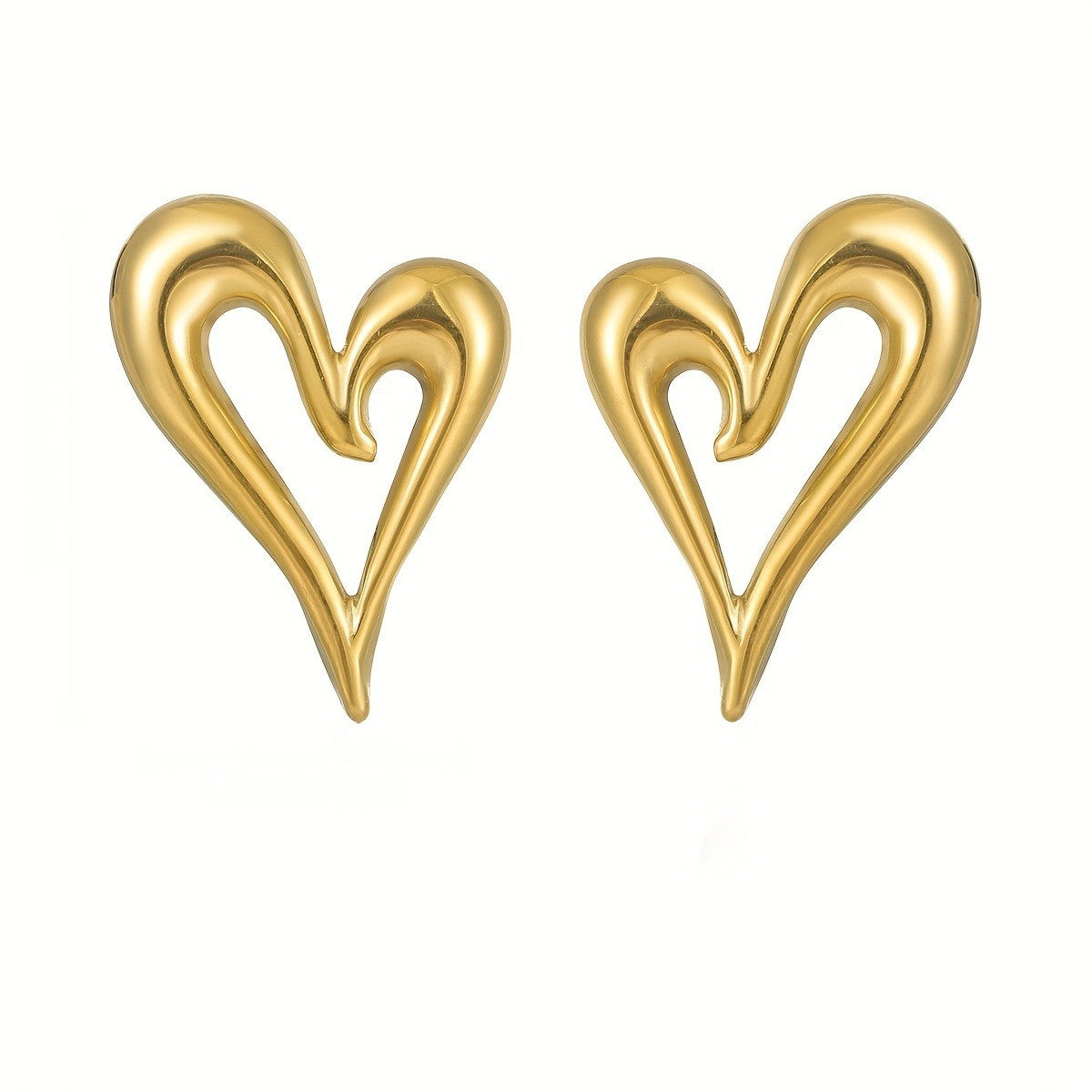 Sculpted Loop Heart Stud Earrings
