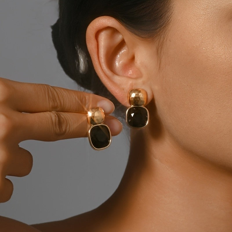 Faceted Square Crystal Stud Earrings
