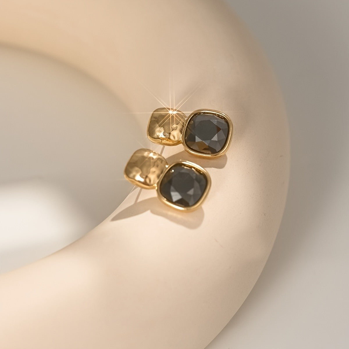 Faceted Square Crystal Stud Earrings