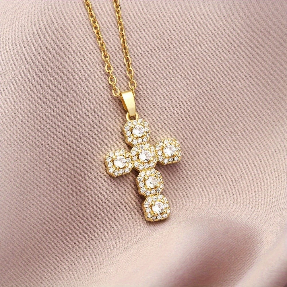 Colorful Gemstone Cross Necklace