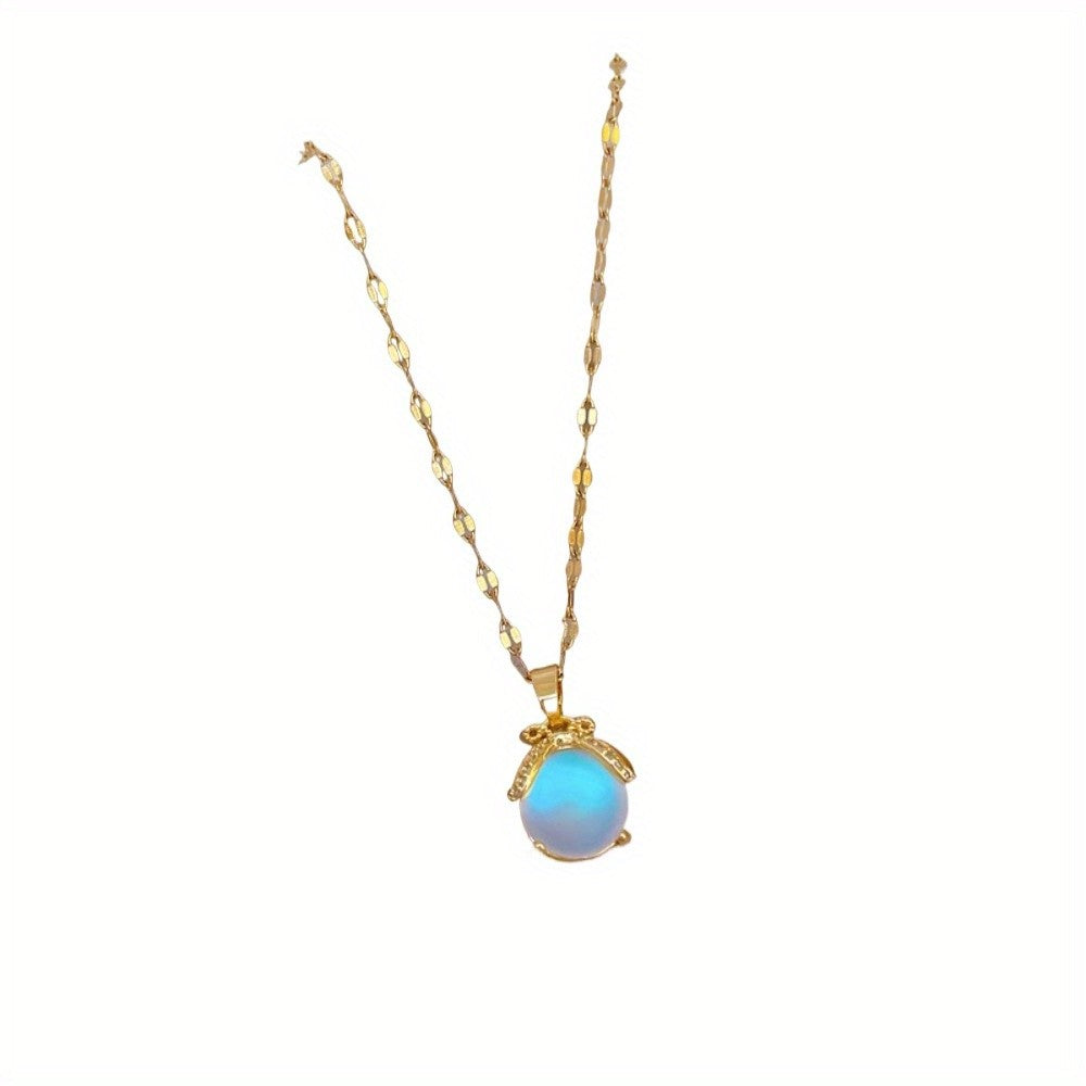 Blue Stone Bow Necklace