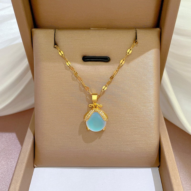 Blue Stone Bow Necklace