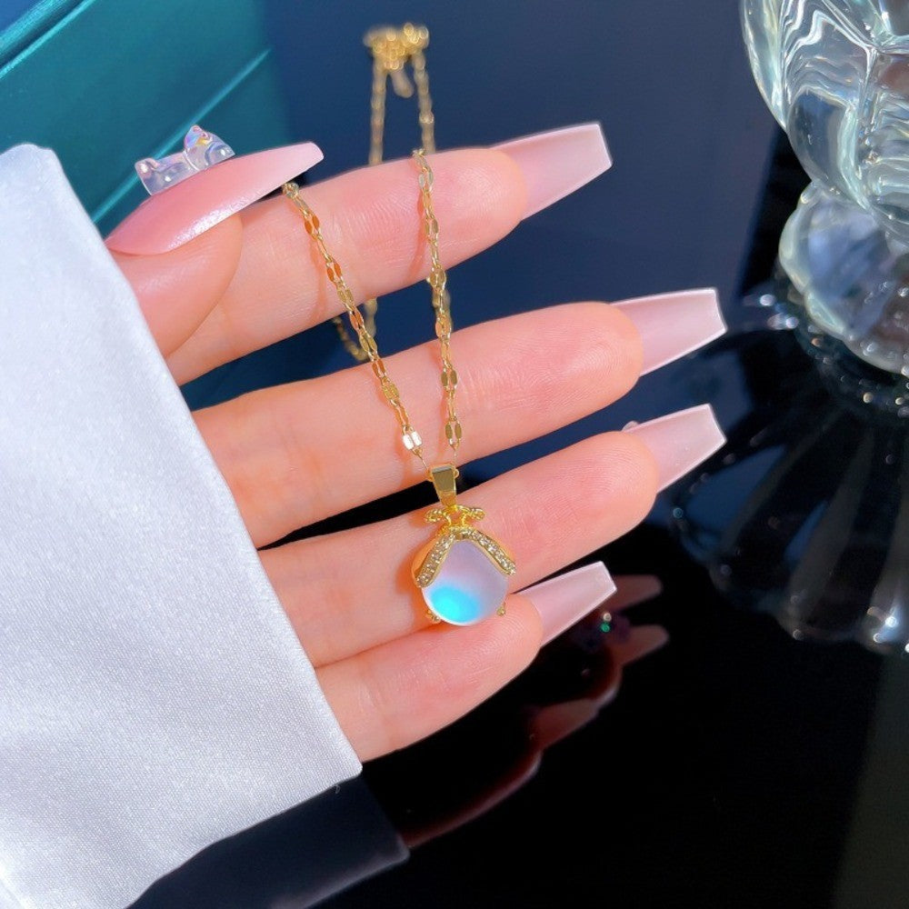 Blue Stone Bow Necklace