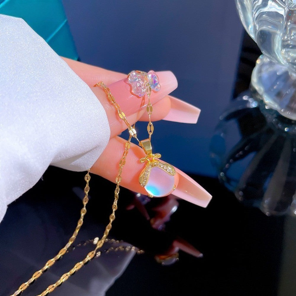 Blue Stone Bow Necklace