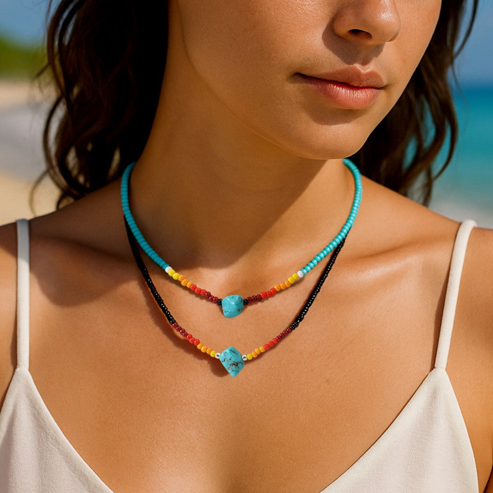 Turquoise Beaded Layered Necklace