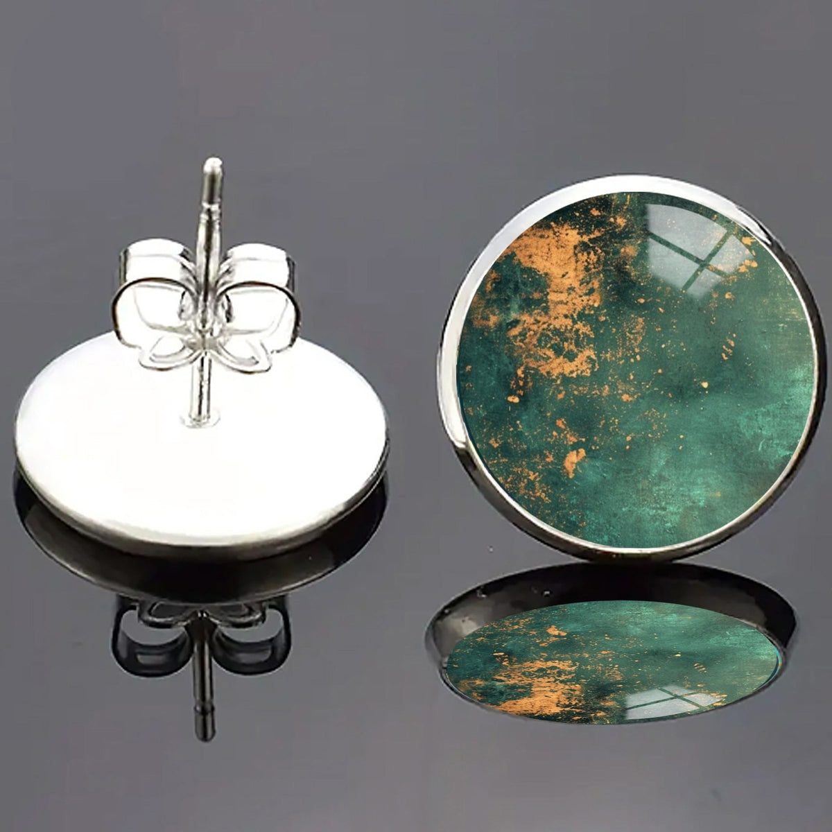 Green Gold Dust Stud Earrings