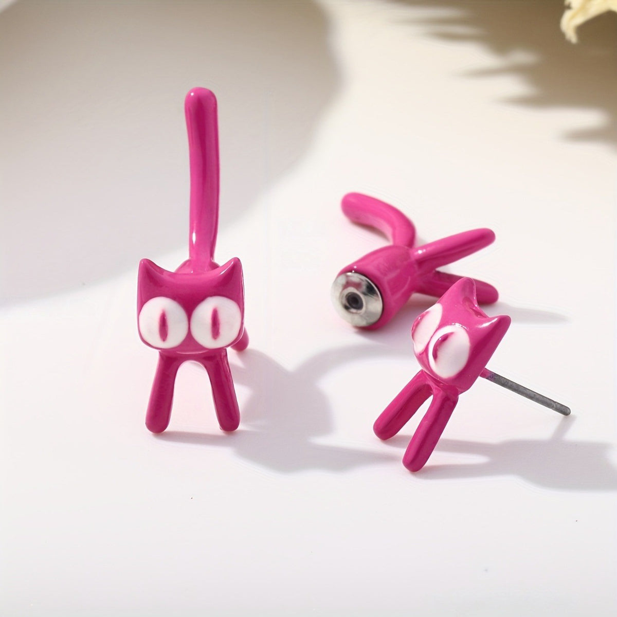 Colorful Standing Cat Stud Earrings