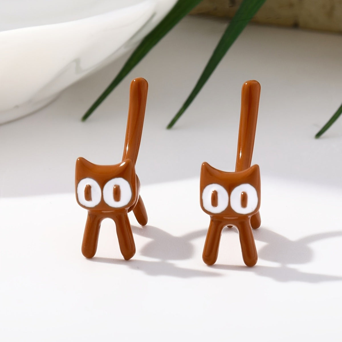 Colorful Standing Cat Stud Earrings