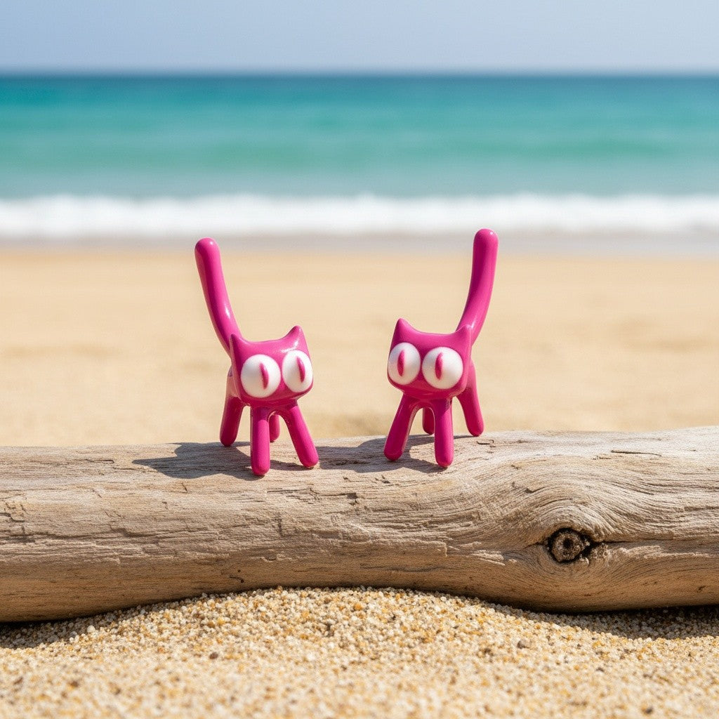 Colorful Standing Cat Stud Earrings