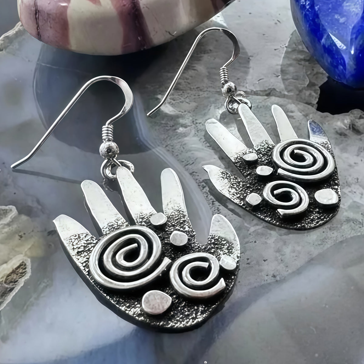 Spiral Palm Hand Earrings