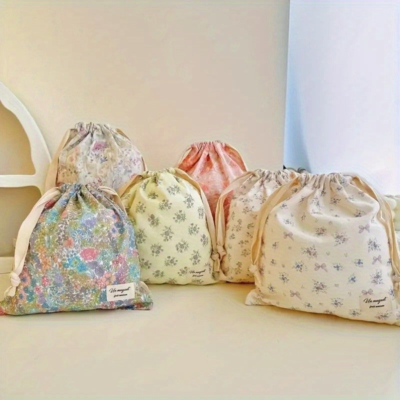 Floral Drawstring Pouch