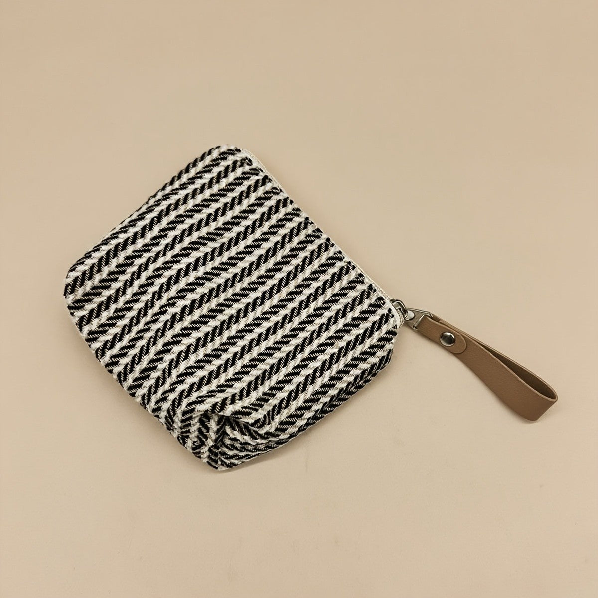 Black and White Herringbone Pouch