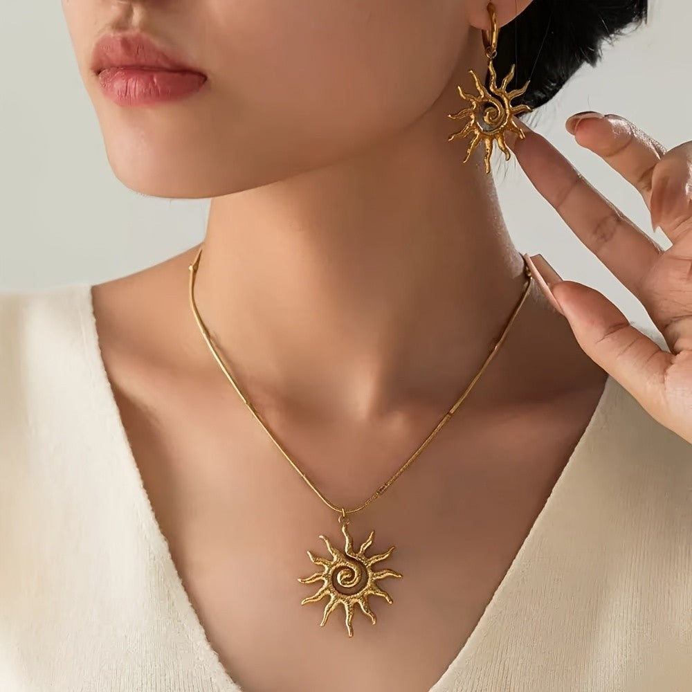 Sunburst Spiral Necklace & Earring Set