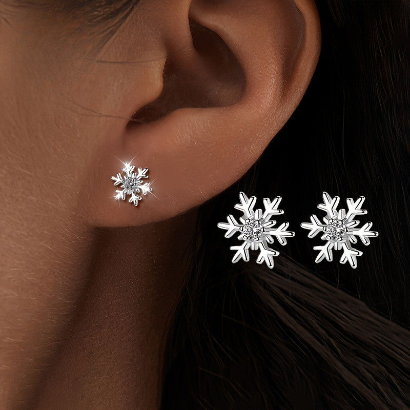 Crystal Snowflake Stud Earrings