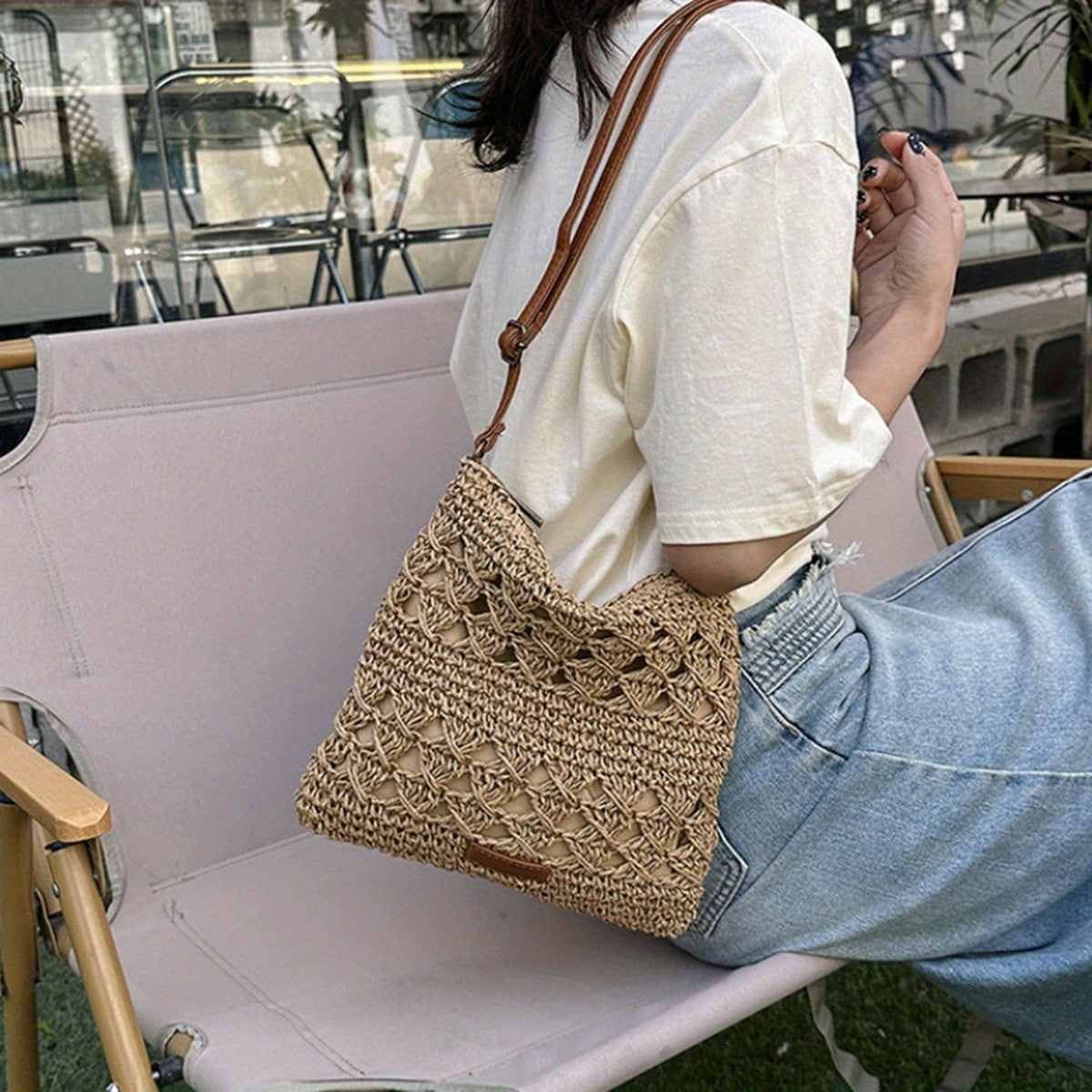 Woven Mesh Shoulder Bag