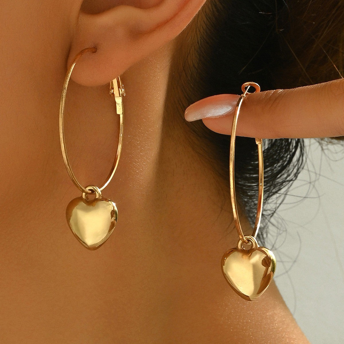 Heart Charm Hoop Earrings