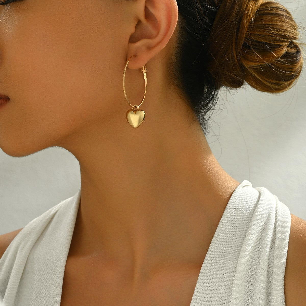 Heart Charm Hoop Earrings