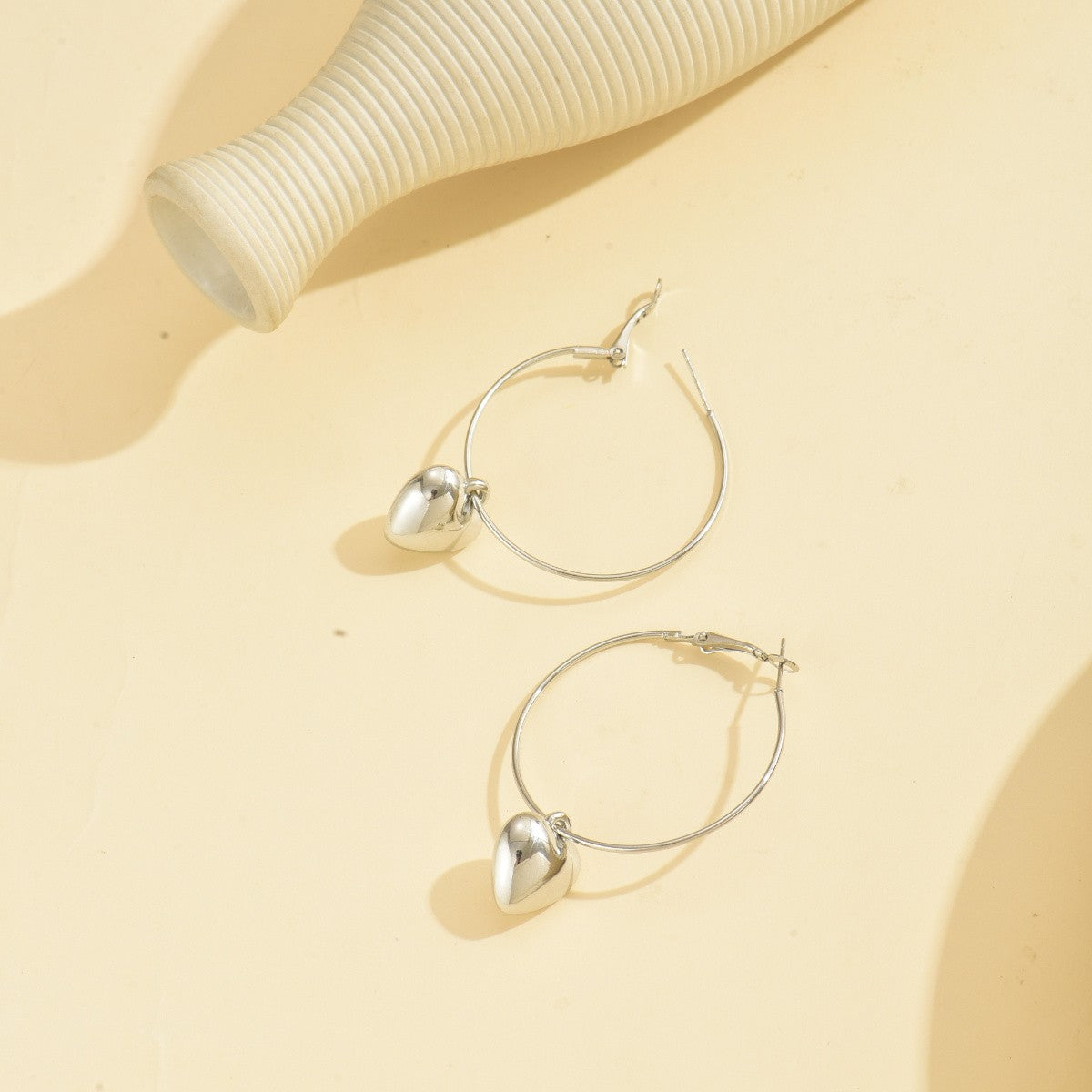 Heart Charm Hoop Earrings