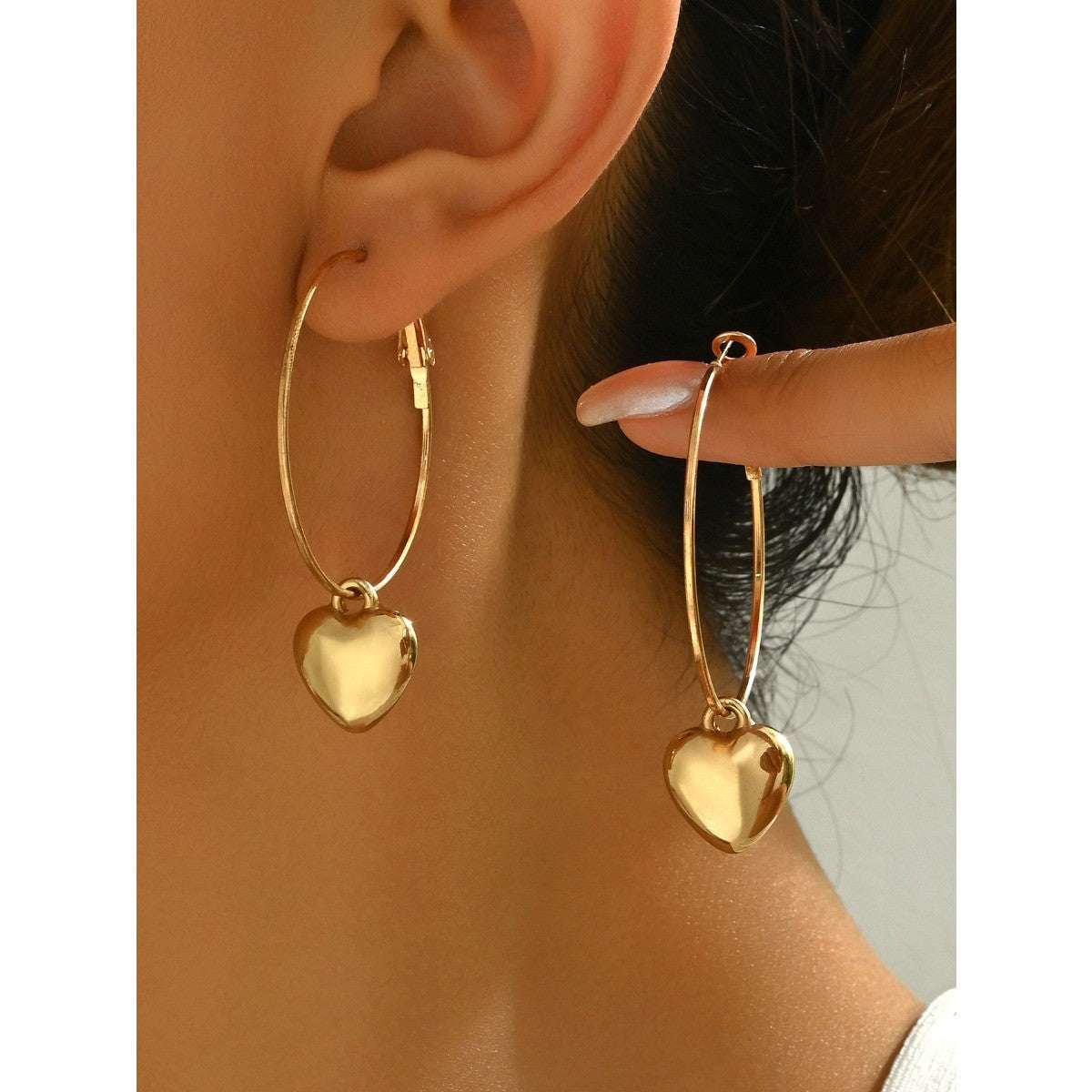 Heart Charm Hoop Earrings