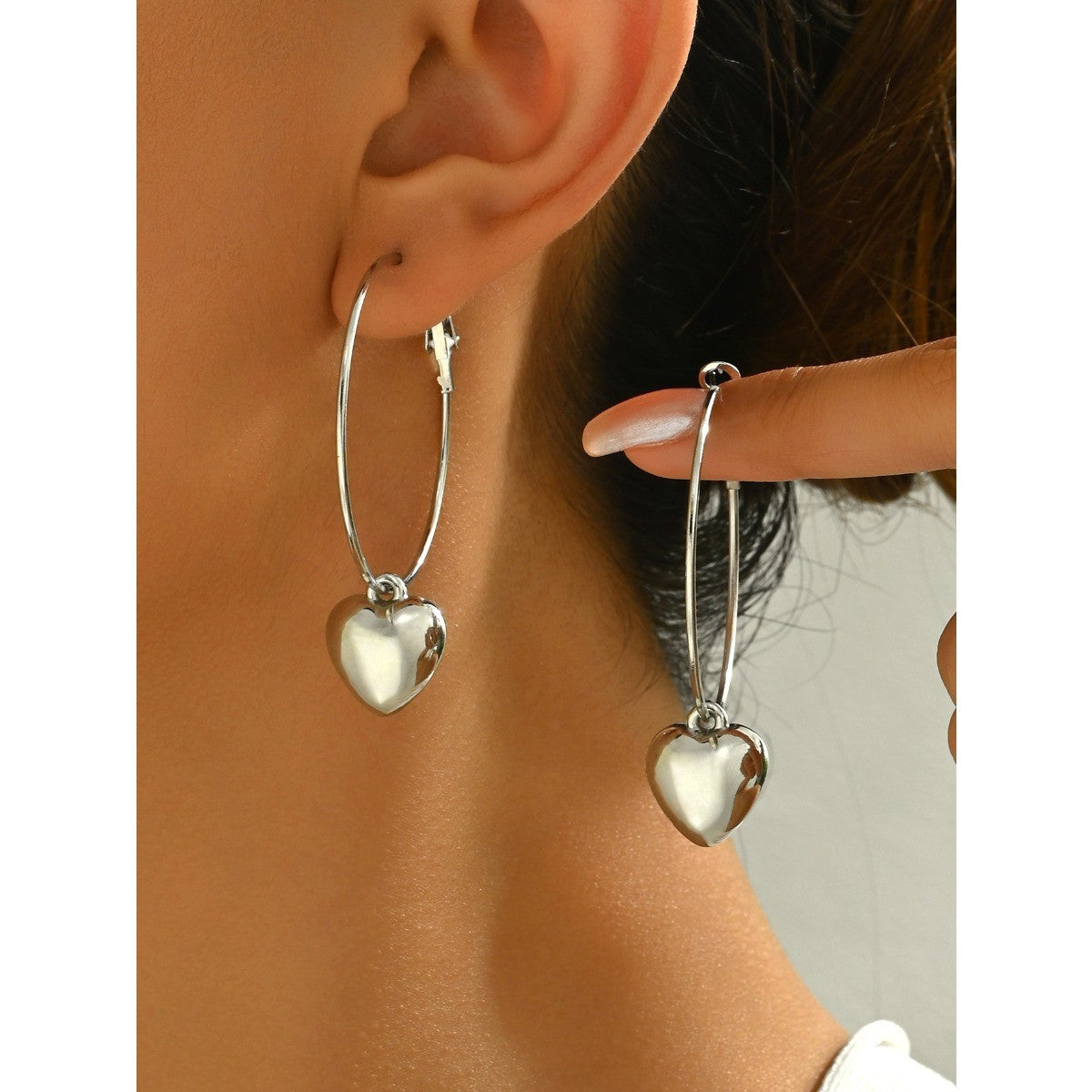 Heart Charm Hoop Earrings