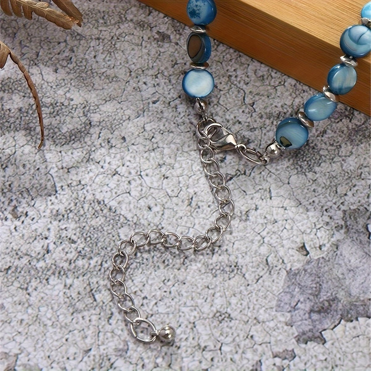 Blue Marble Disc Necklace