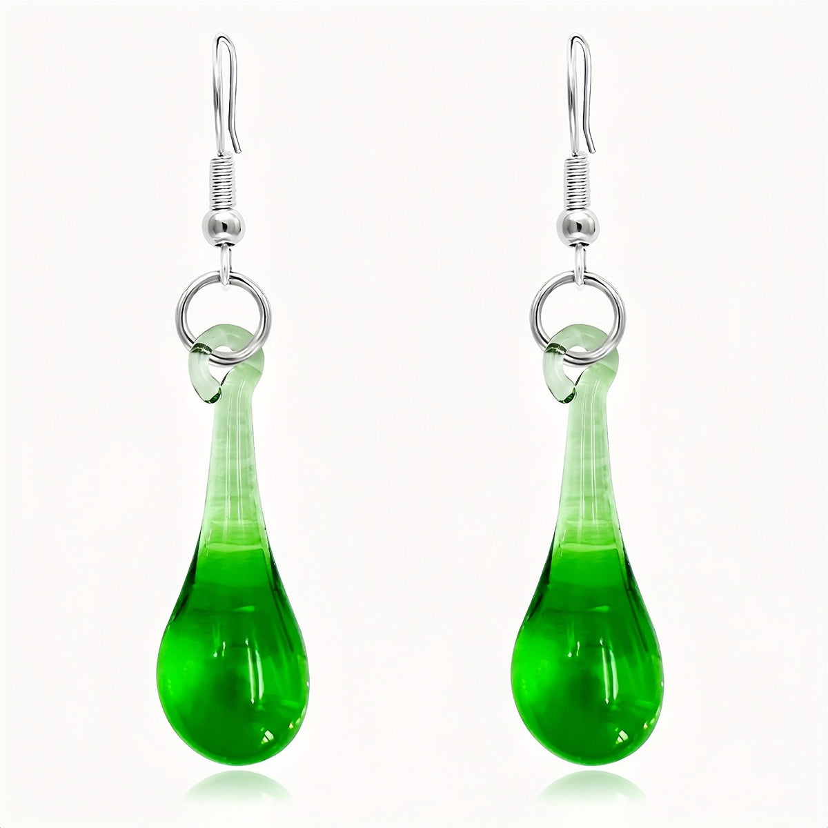 Green Glass Teardrop Earrings