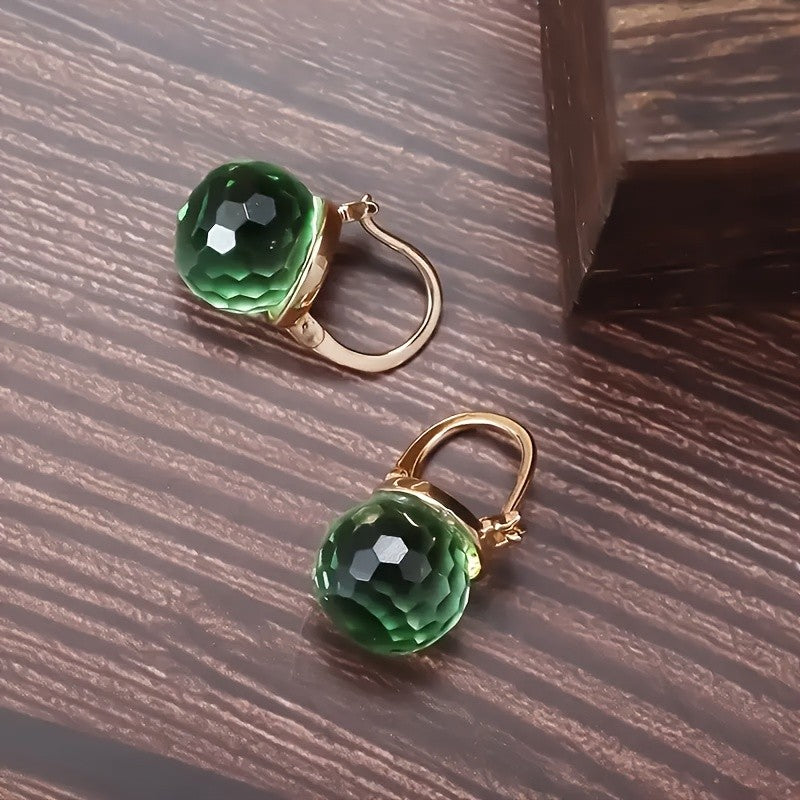 Faceted Glass Ball Drop Earrings