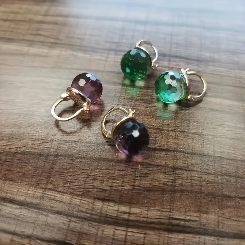 Faceted Glass Ball Drop Earrings